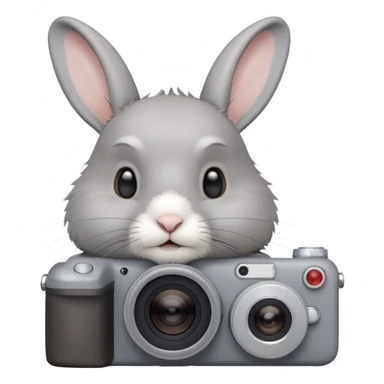 gray rabbit white camera sticker
