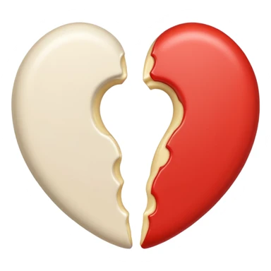 Creamy color heart broken into two halves sticker