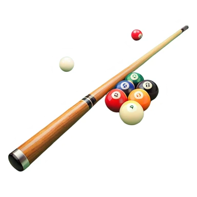 A close-up of a pool cue aimed at a set of colorful billiard balls resting on a green felt table. The focus is on the cue stick and the arrangement of balls, with subtle details of the game’s texture and atmosphere, emphasizing the precision and skill of billiards. sticker