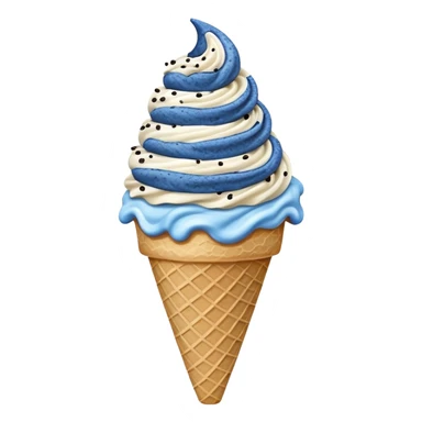 Blue cookies and cream ice cream on a cone sticker