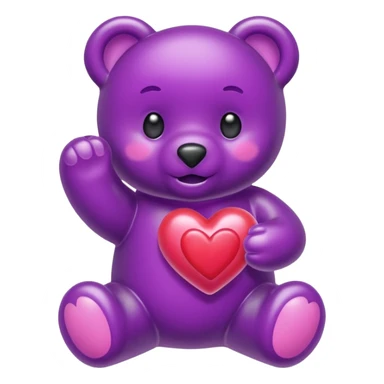 Gummy beart morado agarrando un corazón rosa cute sticker