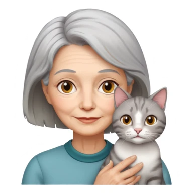 Een oma met een kat sticker