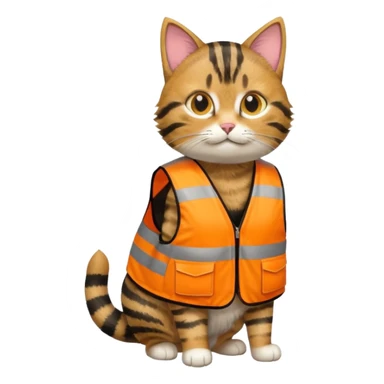 tabby cat in hi-vis clothing facing right sticker