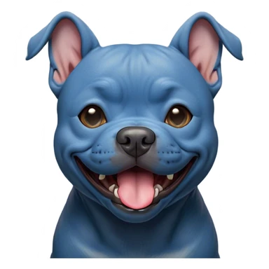 Cinematic Cute Yawning Blue Staffordshire Bull Terrier Portrait Emoji, Head tilted slightly with a dramatic, wide-open yawn, showcasing a smooth blue Fur with a refined texture, floppy ears slightly drooping, round dark eyes barely open in drowsy contentment, Simplified yet irresistibly adorable features, highly detailed, glowing with a soft, cozy glow, high shine, relaxed yet expressive, stylized with a touch of whimsy, bright and endearing, soft glowing outline, capturing the essence of a sleepy yet affectionate guardian, so drowsy it feels like it could stretch right out of the screen and curl up for a nap! sticker