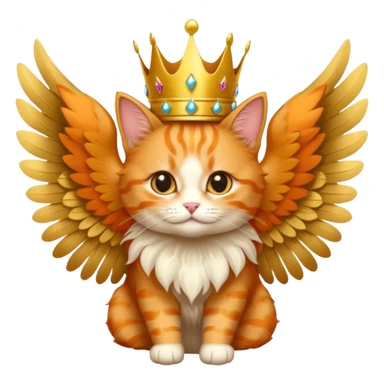 An orange cat with wings wearing a crown  sticker