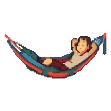 Add a person relaxing in the hammock in the style of pixel art. Remove the background. sticker