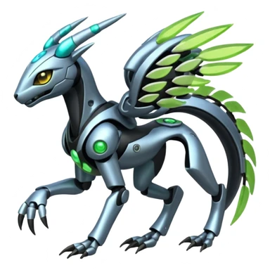  Exotic Organic Mechanical Futuristic Cyborg-Cyber-Meloetta-Zygarde-Zeraora-Protogen-Palkia-hybrid-fusion-Fakémon-creature, full body sticker