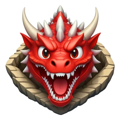 giant dragon head as a cave entrance, emoji style sticker