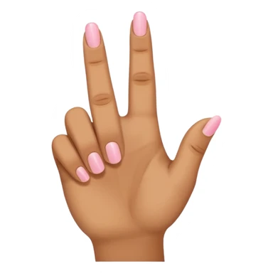 A hand holding index and middle and pinky finger up and ring finger down sticker