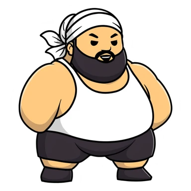 White skin fat guy with black durag and black beard in wrestling singlet sticker