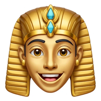 Discord emoji for "RA Silkroad", Ancient Egyptian theme, funny Pharaoh face laughing widely, cartoonish, colorful, shiny gold accents, small and clear, perfect for emoji use.
 sticker