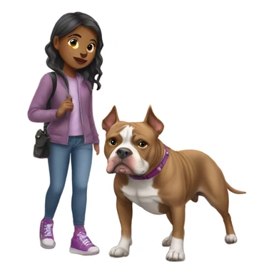 girl with American bully at crosswalk sticker