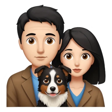 man and woman and Black colour hair Border collie with Brown eyes and a stout on the nose sticker