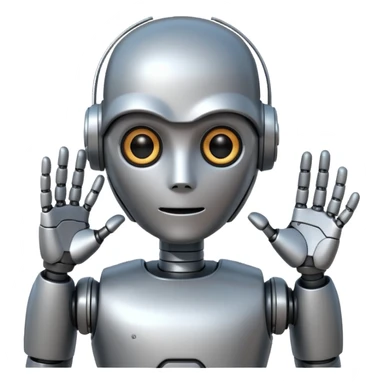 robot asking with hand sticker