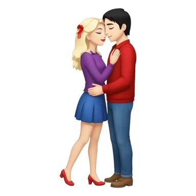 couple kissing black hair man blonde woman full body sticker