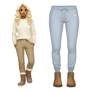 cute preppy light colored sweatpants with disquette uggs sticker