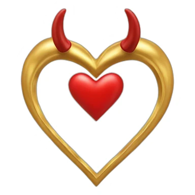 Gold heart frame with red horns sticker