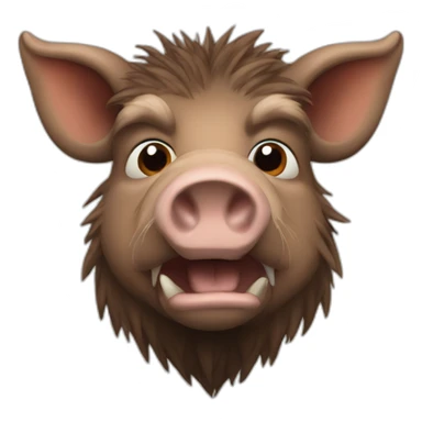 furries brown boar with tusks sticker