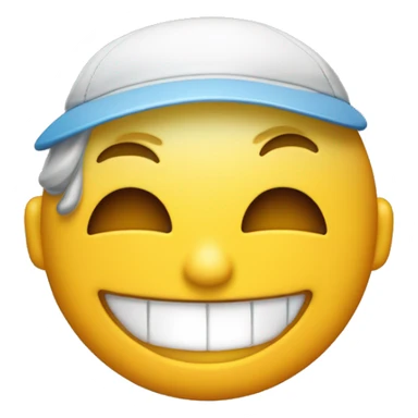 Un emoji sonriente sin un diente y con una gorra piel morena y ojos pequeños sticker