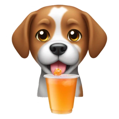 A dog drinking boba sticker