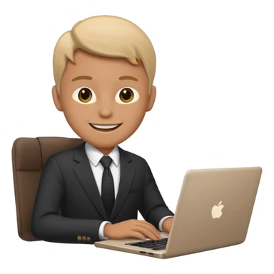 working laptop person suit happy sticker