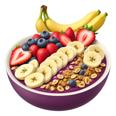 Açaí bowl with bananas and strawberries  and granola sticker