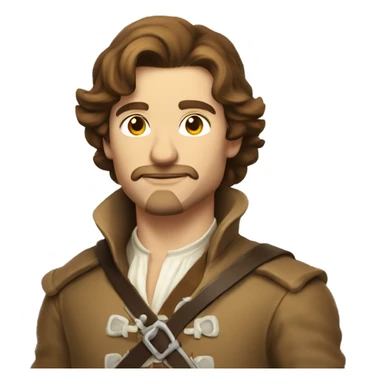 Musketeer man beige jacket short brown hair smirk sticker