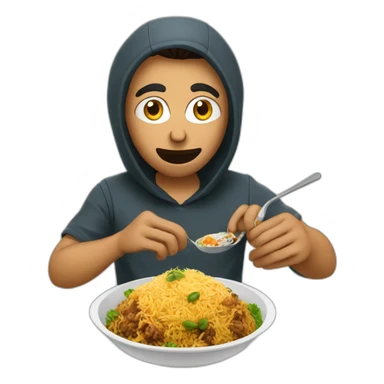 hacker eating biryani and coding sticker
