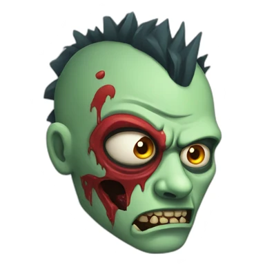 zombie face with red mohawk sides shaved sticker