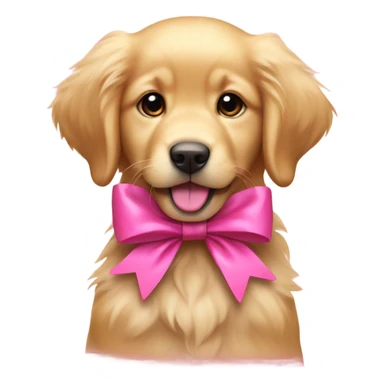 female golden retriever puppy for with pink bows above her ears sticker