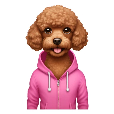 Brown toy-poodle in pink hoodie  sticker