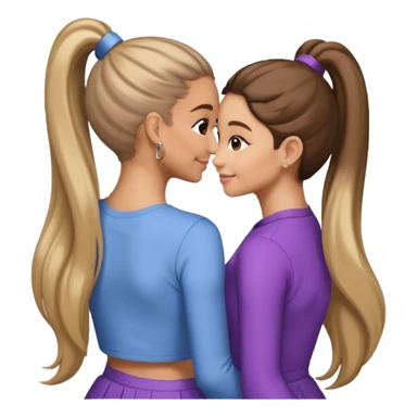  Ariana grande back view with long hair in a ponytail leaning on another girl with long hair in a ponytail  sticker