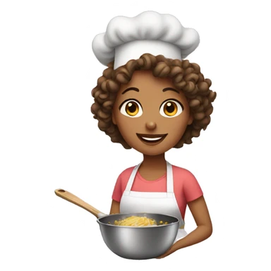 Curly woman cooking sticker