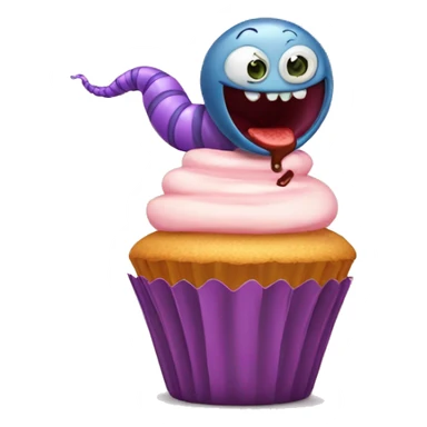 A worm eating a cupcake sticker