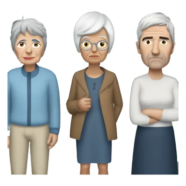 in sequence: an elderly woman, noel gallagher, another elderly woman, liam gallagher and a third elderly woman near to each other posing for a photo sticker