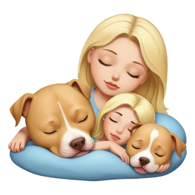 blonde girl sleeping with a blonde pitbull  sticker