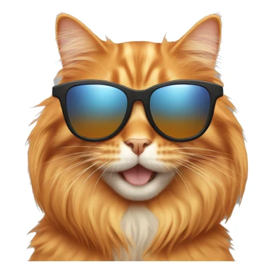 Long haired orange cat with sunglasses sticker