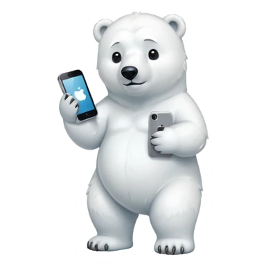 Serious Polar Bear standing full body with iphone in hand  sticker