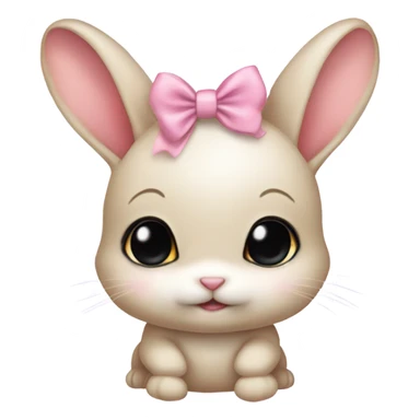 Baby bunny with coquette bow on ear sticker