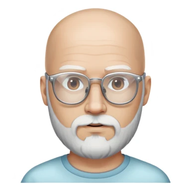 Un monsieur avec la peau blanche qui a une calvitie avec une barbe mi longue avec des tons blanc  et marron foncé avec des lunettes transparente  sticker