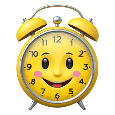 cute alarm clock with a big smile, good morning emoji sticker