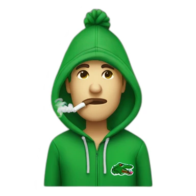 Guy smoking weed using lacoste hoodie sticker