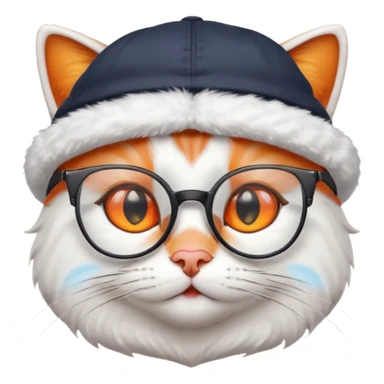 un chat avec des lunettes et une casquette sticker