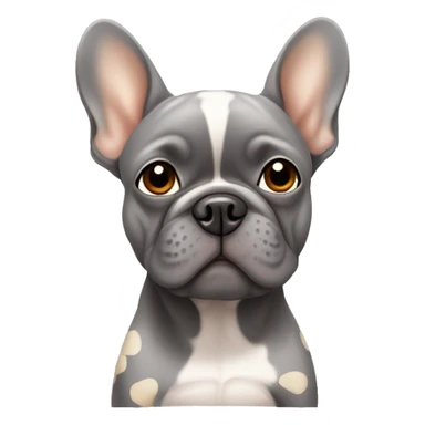 Grey Frenchie with tan spots, one ear floppy sticker