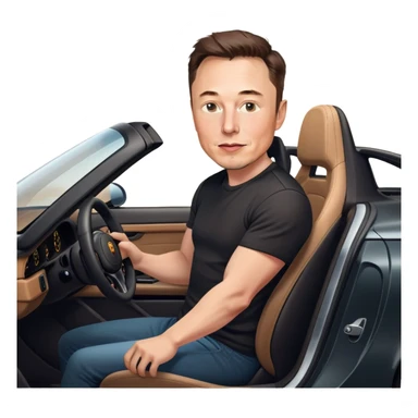 Elon Musk driving a Porsche  sticker