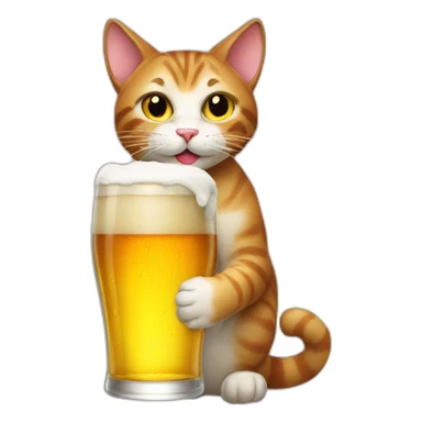 Cat drink beer sticker