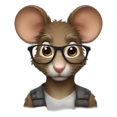 Un rat avec des lunettes et avec des cheveux bruns sticker