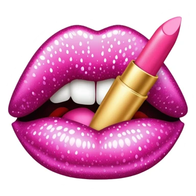 pink sparkly lip kiss print sticker