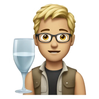 young men with glass using a mac sticker