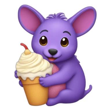 Purple aardvark hugging a parfait with multicolored layers sticker